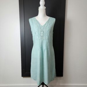 RAYA SUN LINEN BLEND EMBROIDERED BOHEMIAN STYLE SLEEVELESS DRESS SIZE MEDIUM